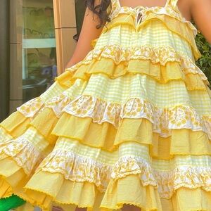 INNIKA CHOO layered ruffled patchwork mini dress